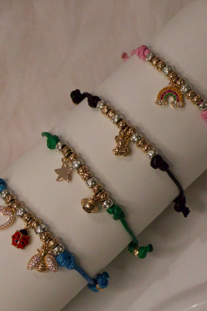 CREA IL TUO CORDONCINO - GRANELLI E CHARMS ROSA