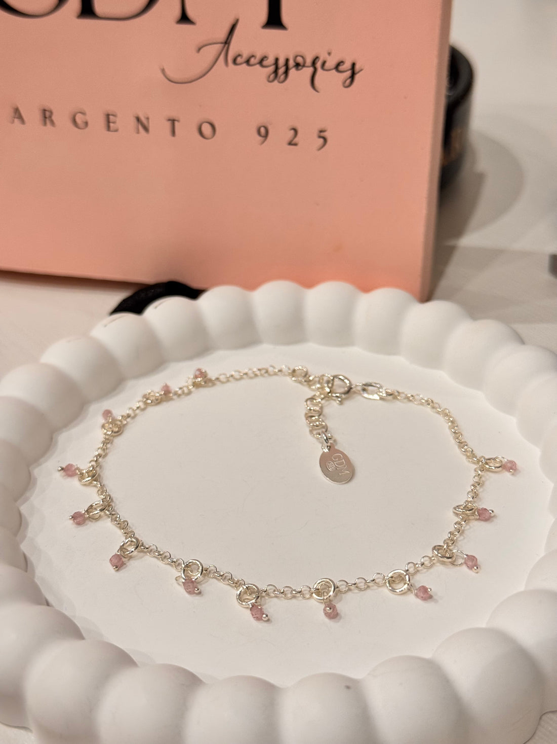 Cavigliera Cristallini di Zirconia Rosa