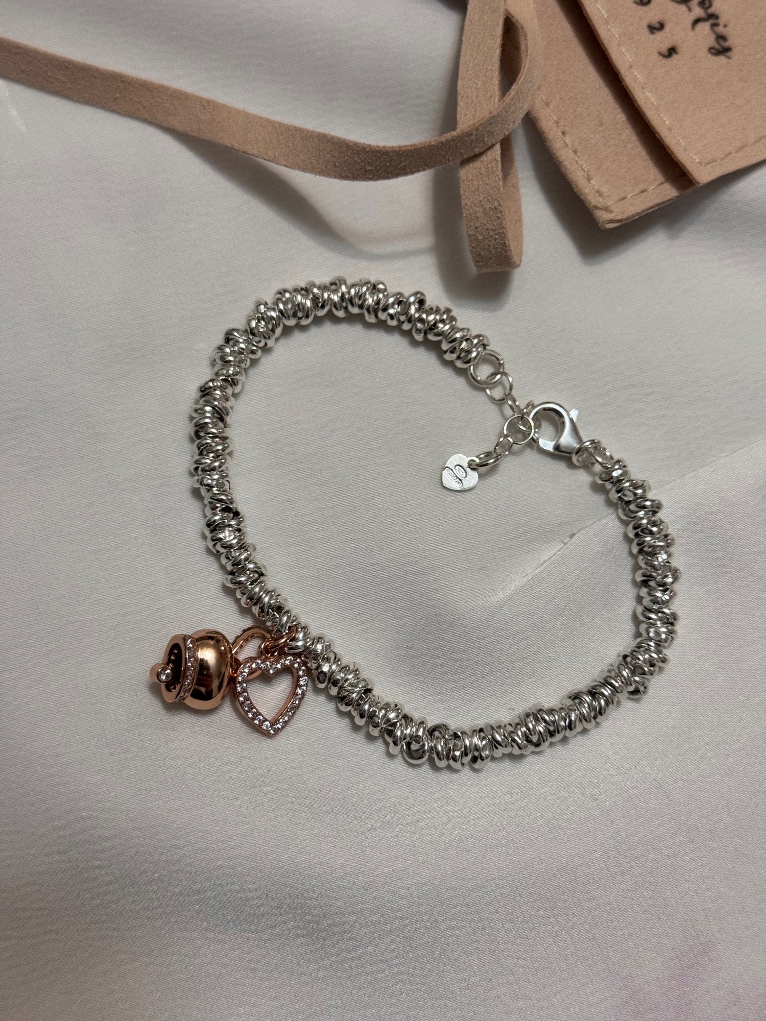 Bracciale Intreccio cuore campanella