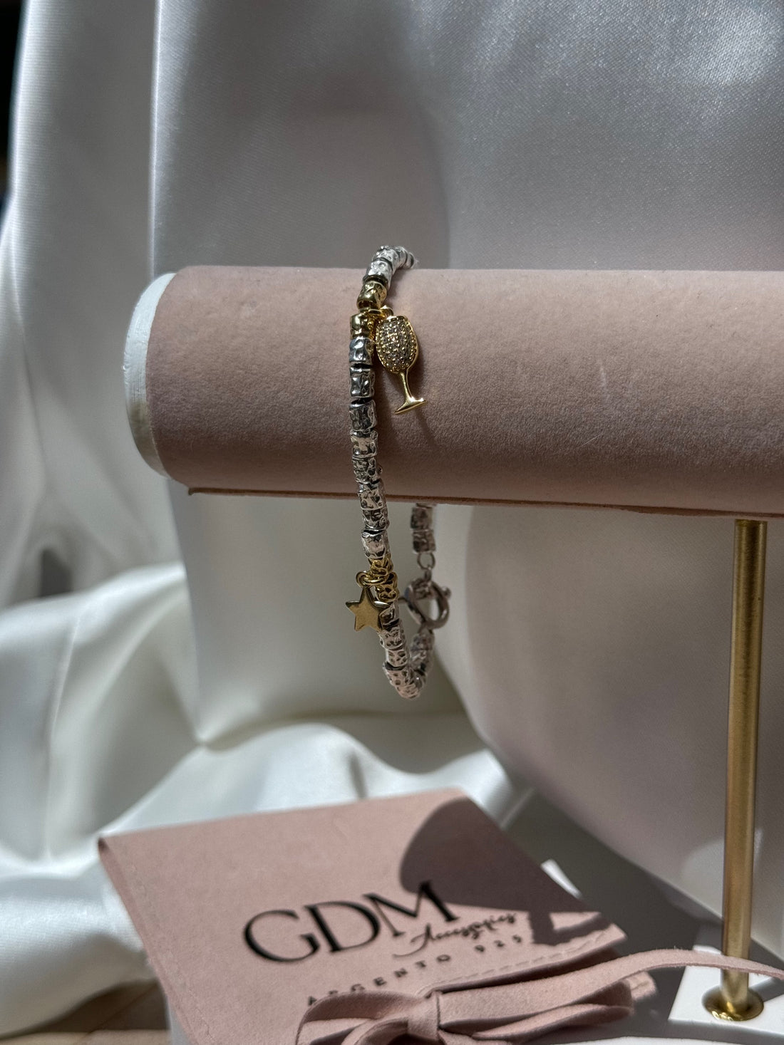 Bracciale Granelli con Charm Calice e stelle