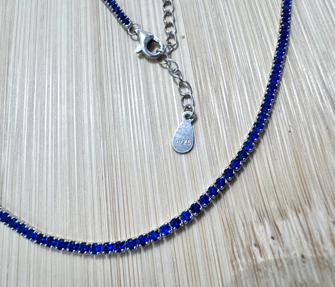 Collana Tennis Blu