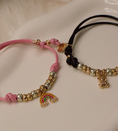 CREA IL TUO CORDONCINO - GRANELLI E CHARMS ROSA