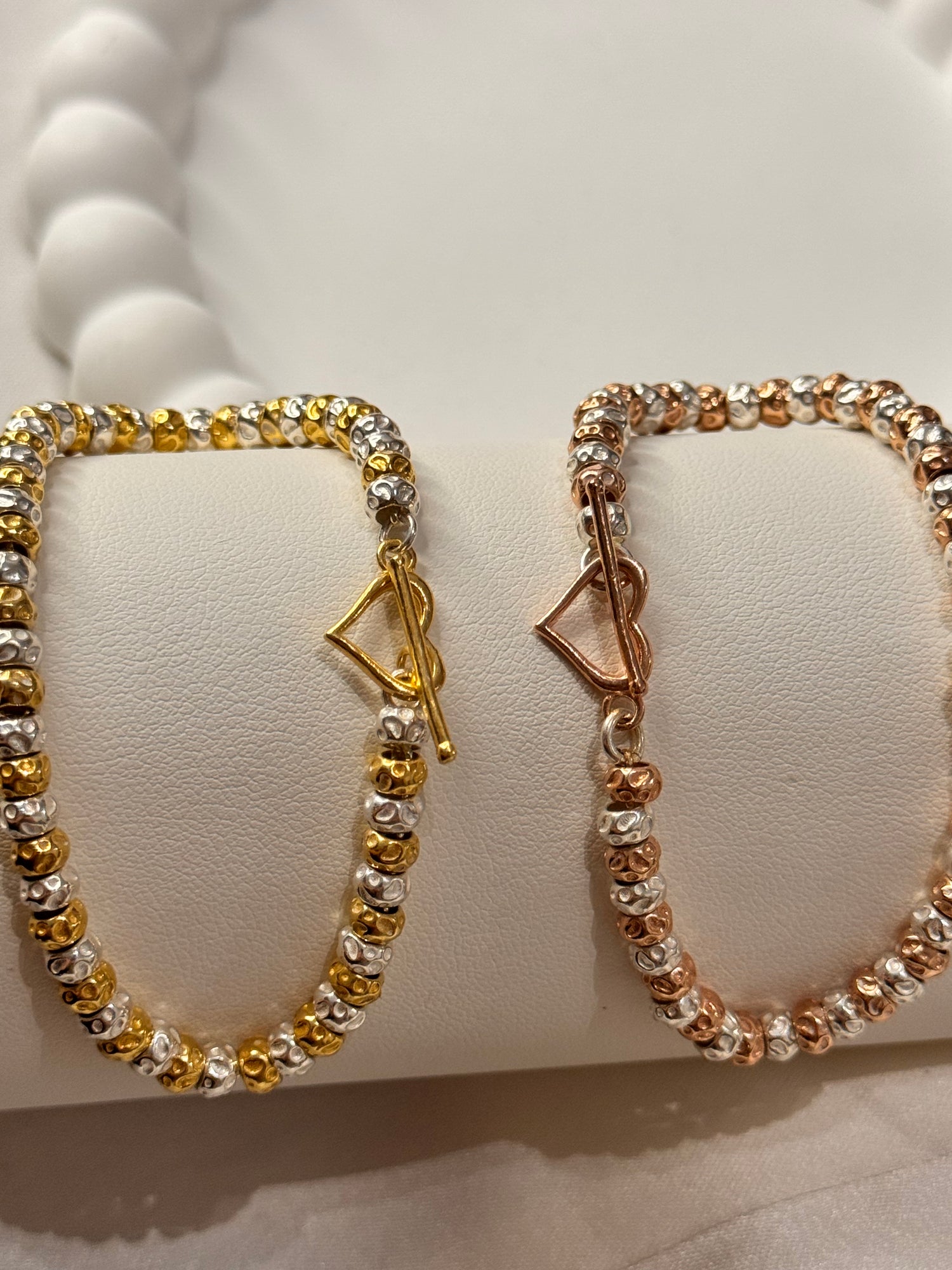Bracciale Granelli Bombati e Tondeggianti Bicolore