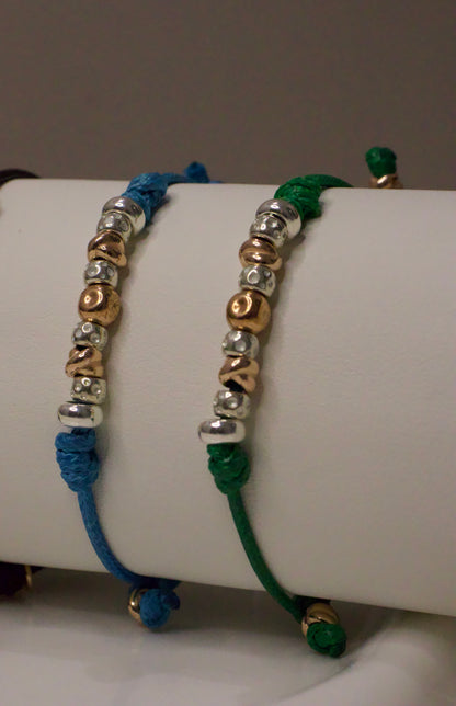 Cordoncino e Granelli e Nodini Argento e Rosa